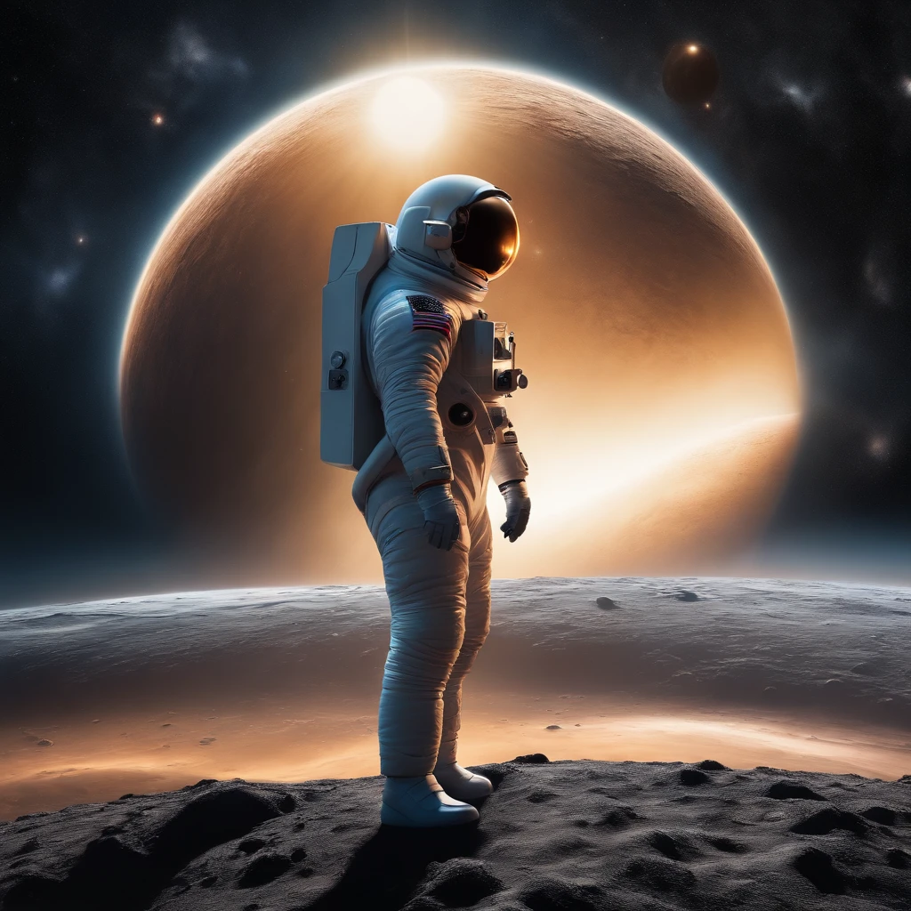 8K、high-level image quality、precision、The Land of Mars、Overall dust storm、Beautiful woman in spacesuit、Beautiful profile、Staring at the vast land of Mars