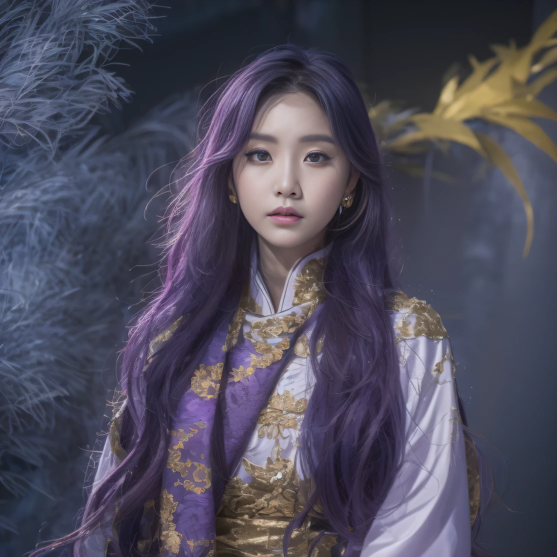 Agate glass texture 32K(tmasterpiece,k hd,hyper HD,32K)Long flowing bright purple hair,Autumn Pond,zydink, a color, Asian people (Kizi), (Red scarf), Combat posture, looking at the ground, long whitr hair, Floating bright purple, Fire cloud pattern gold tiara, Chinese long-sleeved gold silk garment, (abstract ink splash:1.2), white backgrounid,Lotus protector(realisticlying:1.4),Bright purple hair,Smoke on the road,The background is pure, A high resolution, the detail, RAW photogr, Sharp Re, Nikon D850 Film Stock Photo by Jefferies Lee 4 Kodak Portra 400 Camera F1.6 shots, Rich colors, ultra-realistic vivid textures, Dramatic lighting, Unreal Engine Art Station Trend, cinestir 800,Long flowing bright purple hair