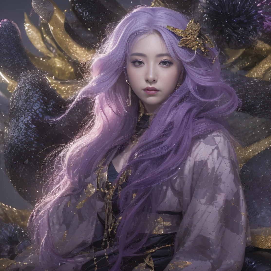 Agate glass texture 32K（tmasterpiece，k hd，hyper HD，32K）Long flowing bright purple hair，Autumn Pond，zydink， a color， Asian people （Kizi）， （Red scarf）， Combat posture， looking at the ground， long whitr hair， Floating bright purple， Fire cloud pattern gold tiara， Chinese long-sleeved gold silk garment， （abstract ink splash：1.2）， white backgrounid，Lotus protector（realisticlying：1.4），Bright purple hair，Smoke on the road，The background is pure， A high resolution， the detail， RAW photogr， Sharp Re， Nikon D850 Film Stock Photo by Jefferies Lee 4 Kodak Portra 400 Camera F1.6 shots, Rich colors, ultra-realistic vivid textures, Dramatic lighting, Unreal Engine Art Station Trend, cinestir 800，Long flowing bright purple hair