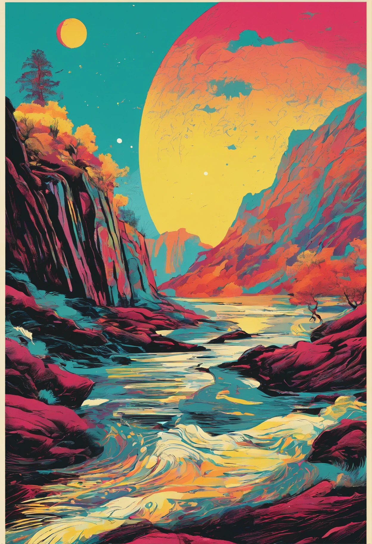 (Tang Feng),(A cliff illuminated by a huge moon),Ultra-long-range viewing angle,No Man,scenecy,best qualtiy,the detail
