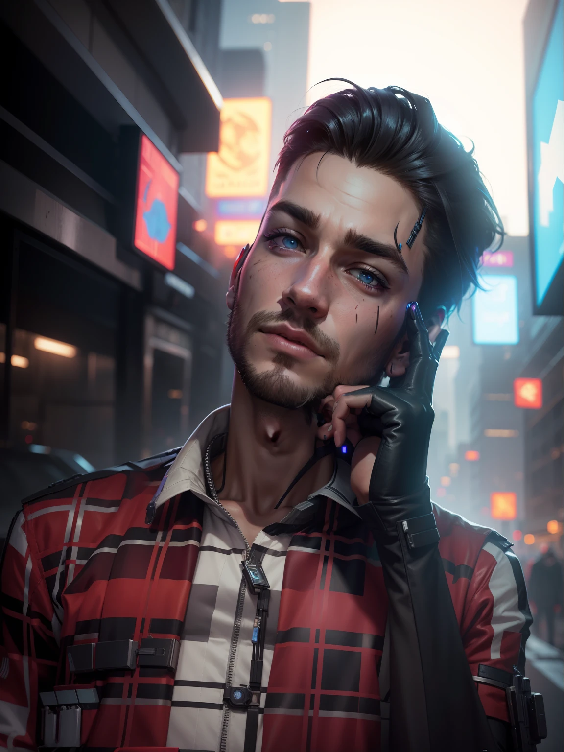 cyberpunk handsome boy, realistic face, 8k, ultra realistic,