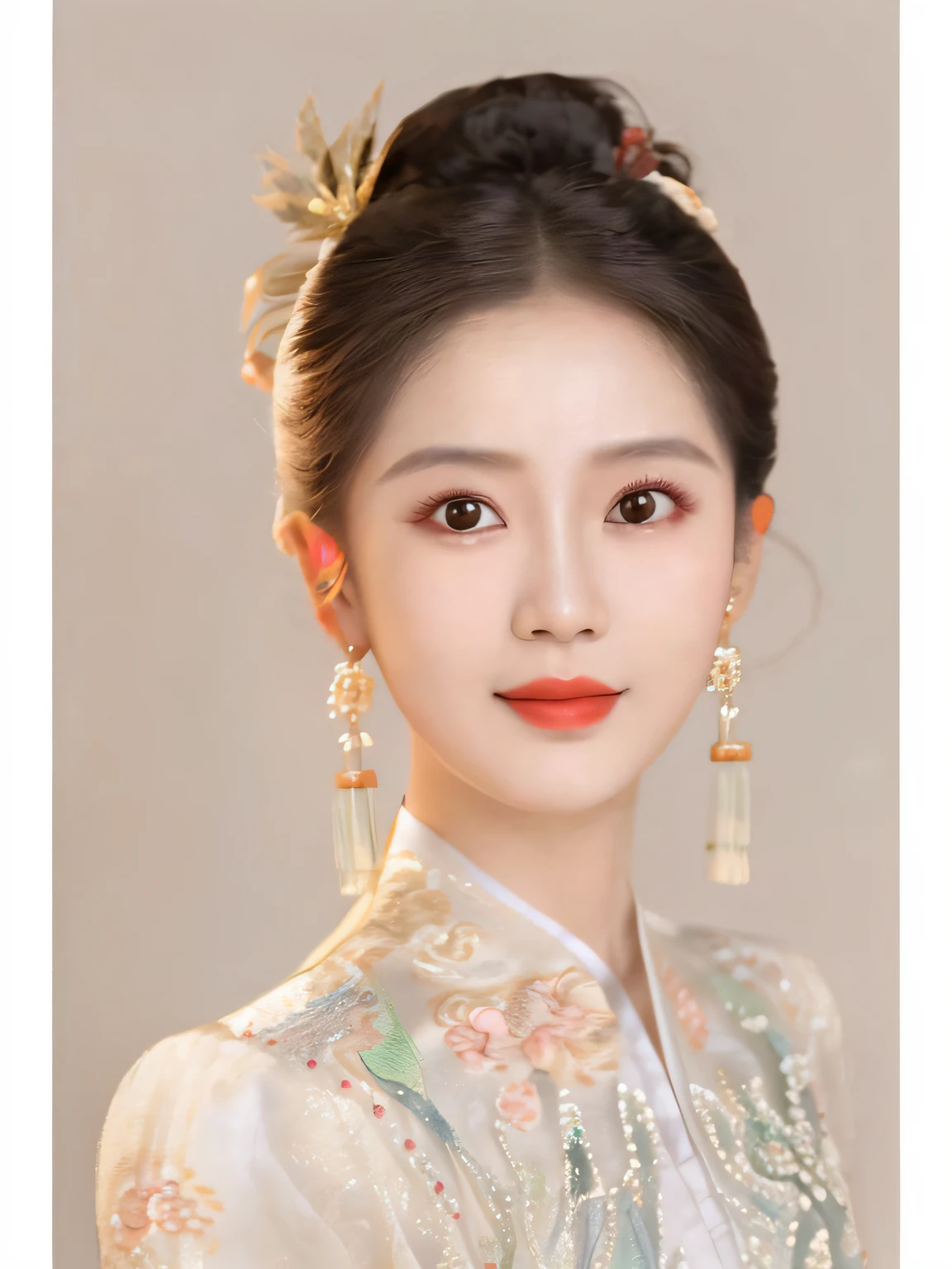 Close-up of a woman in a white dress and earrings, Chinese style, Palace ， A girl in Hanfu, Chinese traditional, ruan jia beautiful!, gorgeous chinese models, Cheongsam, Xianxia, China Princess, young cute wan asian face, shaxi, with acient chinese clothes, Hanfu, Inspired by Lan Ying, White Hanfu