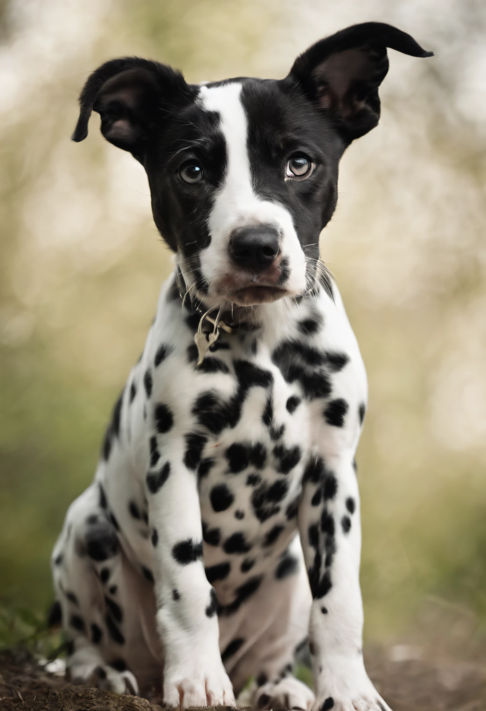 Dalmatian puppy vector t-shirt print, detailed sticker style, realistic sketch style color design, white background