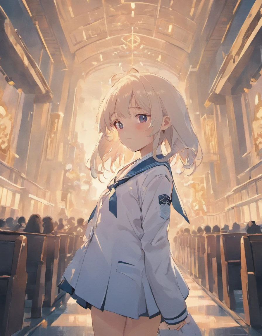 Japanese girl in white school uniform