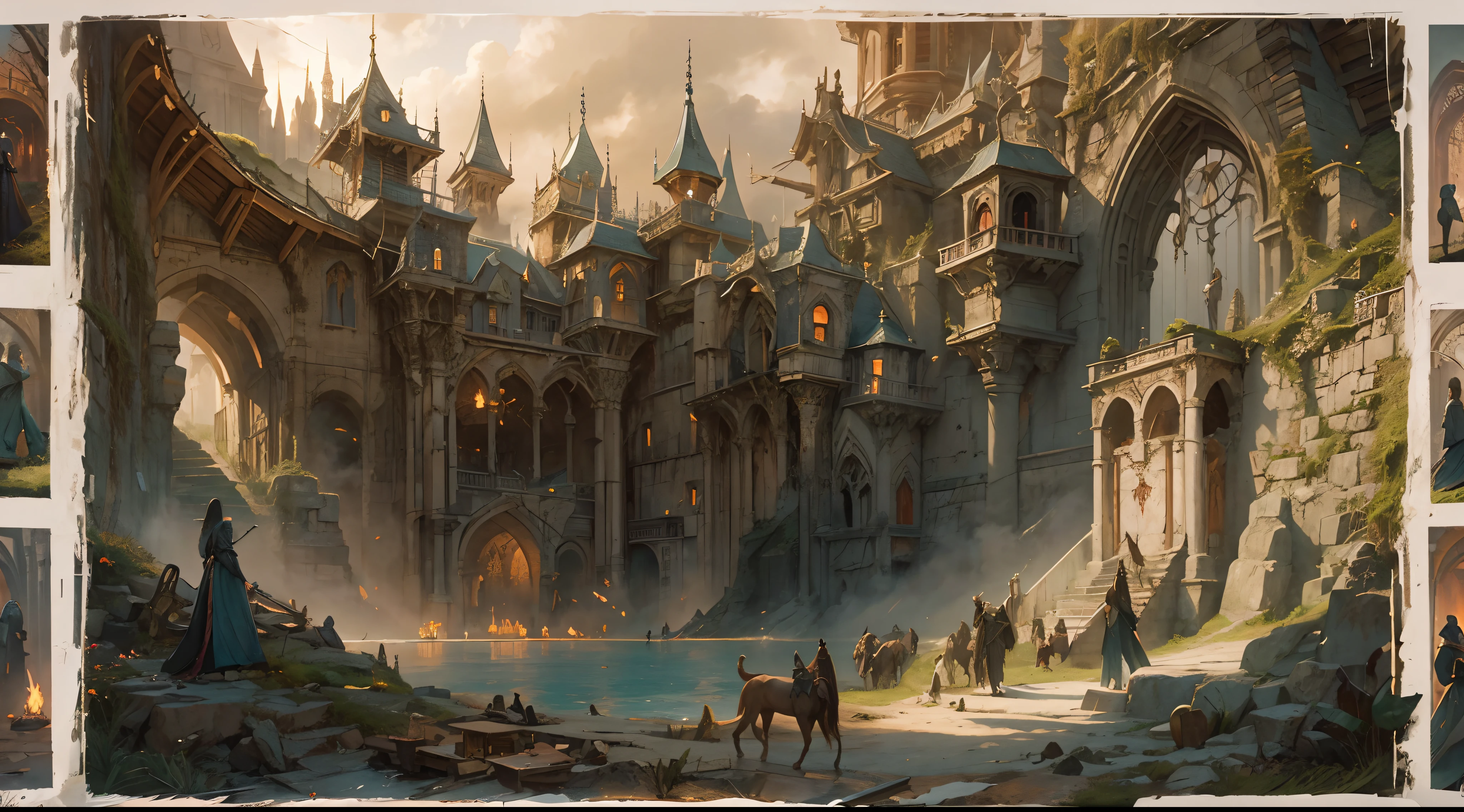 "(by Greg Rutkowski: 1.2), (masterpiece), (best quality), extremely delicate and beautiful, illustration, (fantasy landscape), A mesmerizing fantasy landscape with enchanting elements blending seamlessly. (dungeon full of screaming prisoners got tortured), (adorned with spooky atmosphere surrounded with bloods). A sense of dark and horror fills the air, inviting exploration and discovery, depth of field, HDR, intricate, delicate"