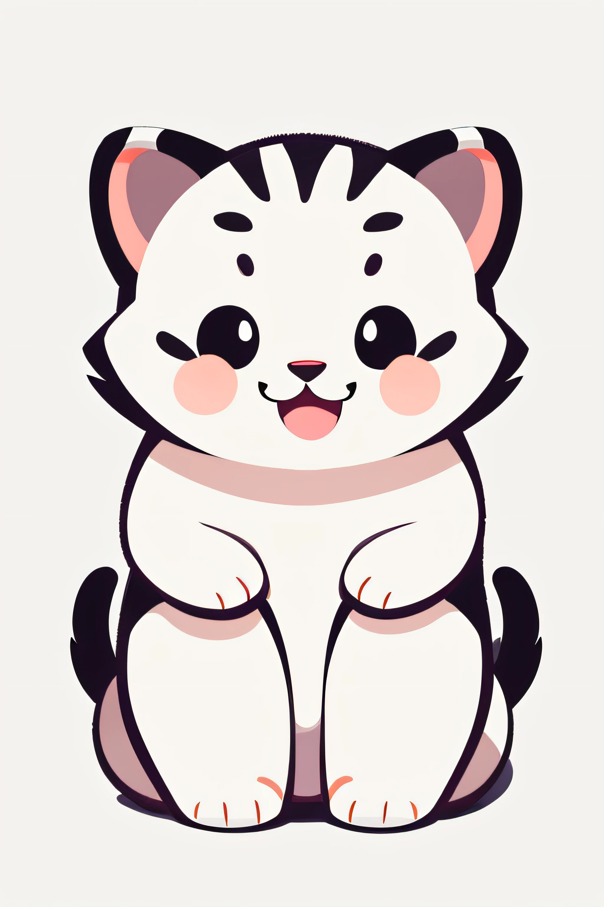 animal. anime art style. semi vector. animal art. baby white tiger with mini fang smilling. white background. cute. happy. cute baby white tiger.