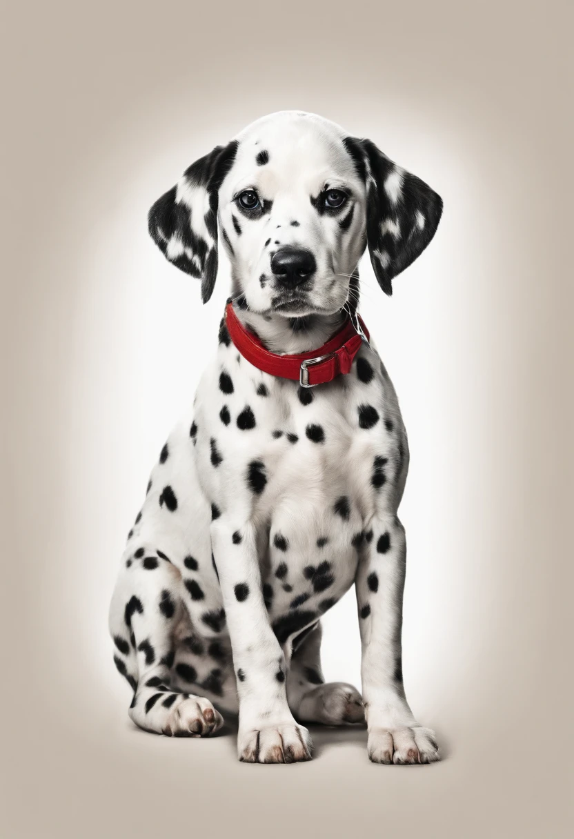 Dalmatian puppy vector t-shirt print, detailed sticker style, realistic sketch style color design, white background