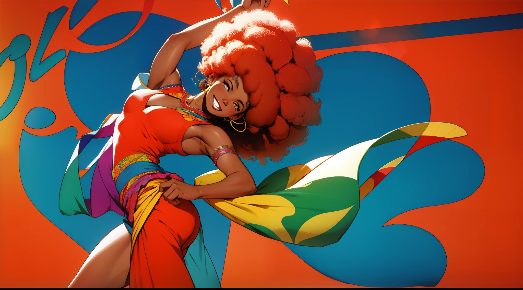an afro woman dancing in the 70s