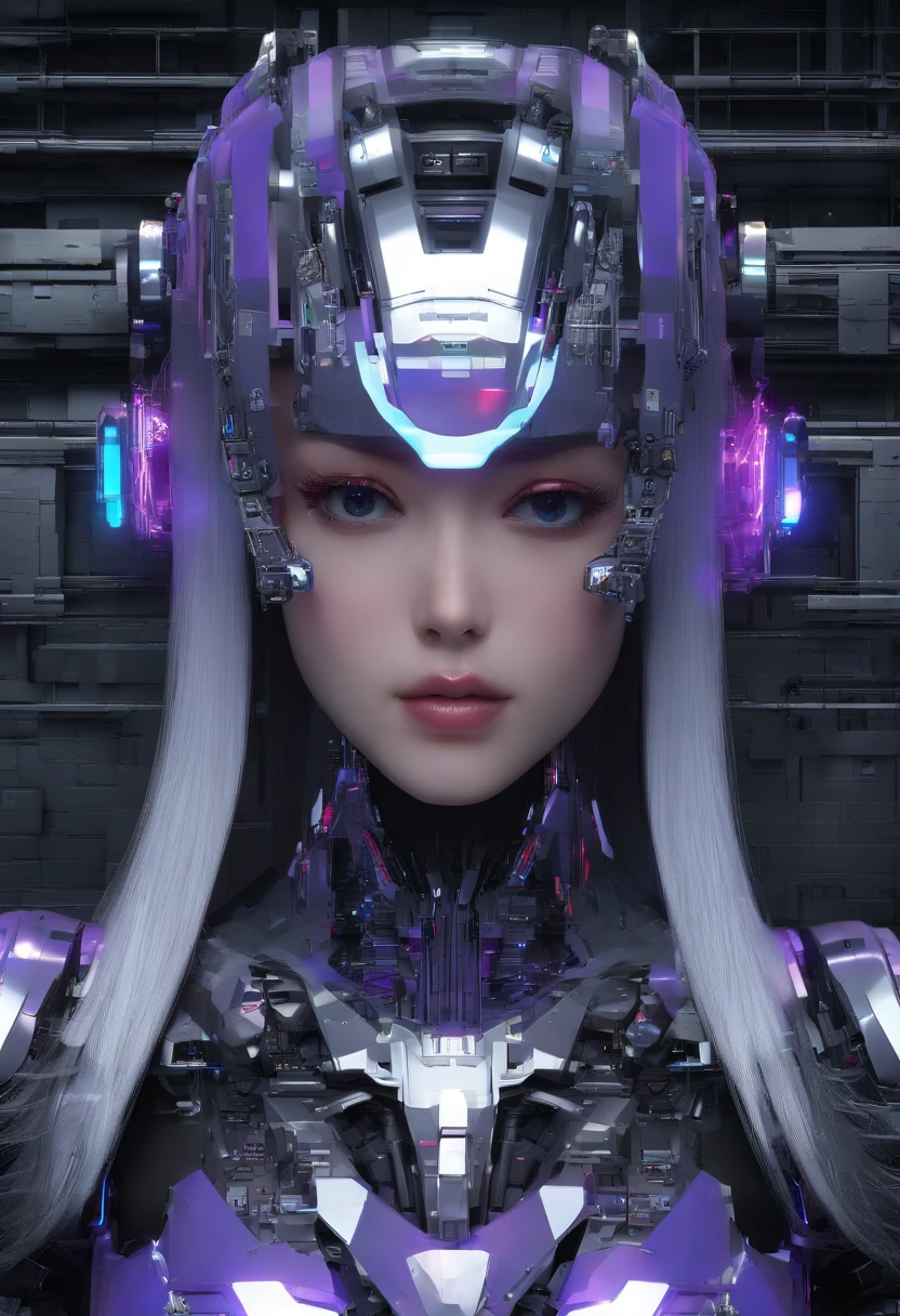 Masterpiece, Best quality, 超高分辨率,フォトンマッピング,Best shadow,Portrait,Beauty details,hyper-high detail,Long purple hair,Single braid,Blunt bangs,Medium breasts,City,Chinatown,Downtown,see through, Short dress, low chest:2, hair adornments, Earrings, necklace, Portrait, Silver dress:2, view the viewer,Solo,Professional light, Detailed skin,