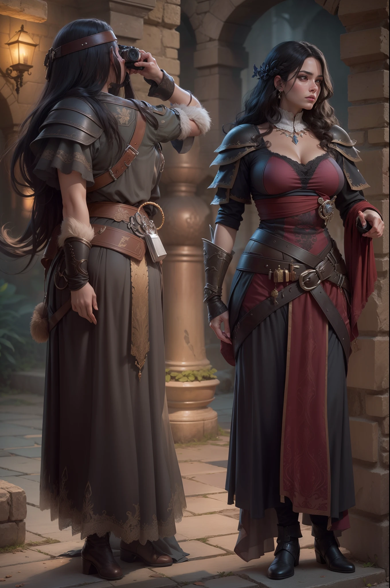 Uma mulher adulta com 30 anos, morena com cabelos pretos muito longos, guerreira medieval, forte, imagem de corpo inteiro, corpo atletico, Realistic, imagem de alta qualidade, 4k, Ultra HD |, ((master part))), (((melhor qualidade))), ((ultra-detalhado)),(Highly detailed CG illustration), Cinematic light, Camera: Choose an angle that highlights the beauty of the character. resolution: Aim for a high-resolution artwork to showcase intricate details and clarity.