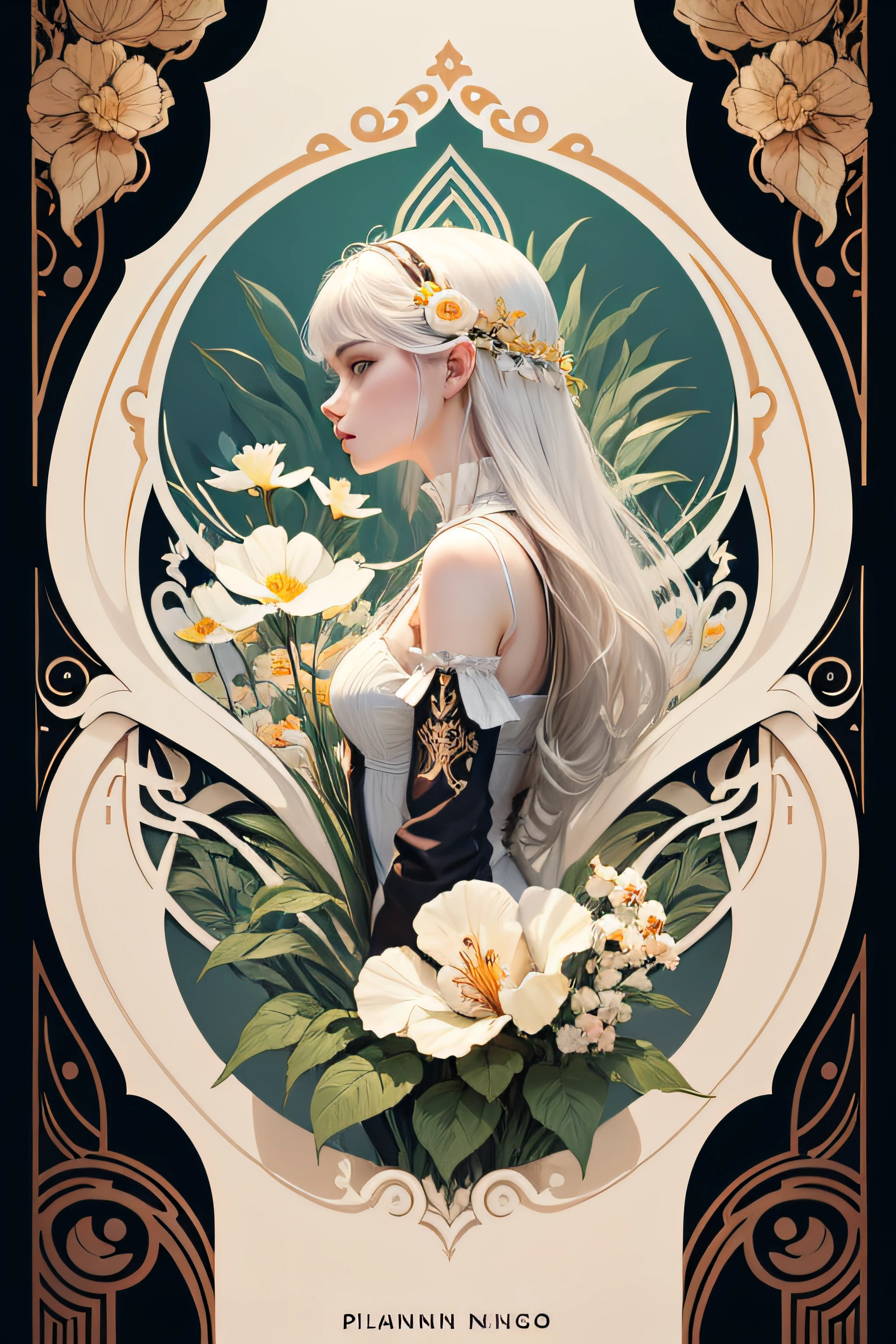 https://s.mj.run/99VD4JiFXrM ,A book cover, white background,corn poppy, rich layers, delicate details, mysterious jungle, graphic illustration style, in the style of Zheng Xiaolong, white and turise, influenced by Art Nouveau, Slovenian painting, Assafhanuka, The right shape, the right planing, --ar 3:4 --tile --iw 2