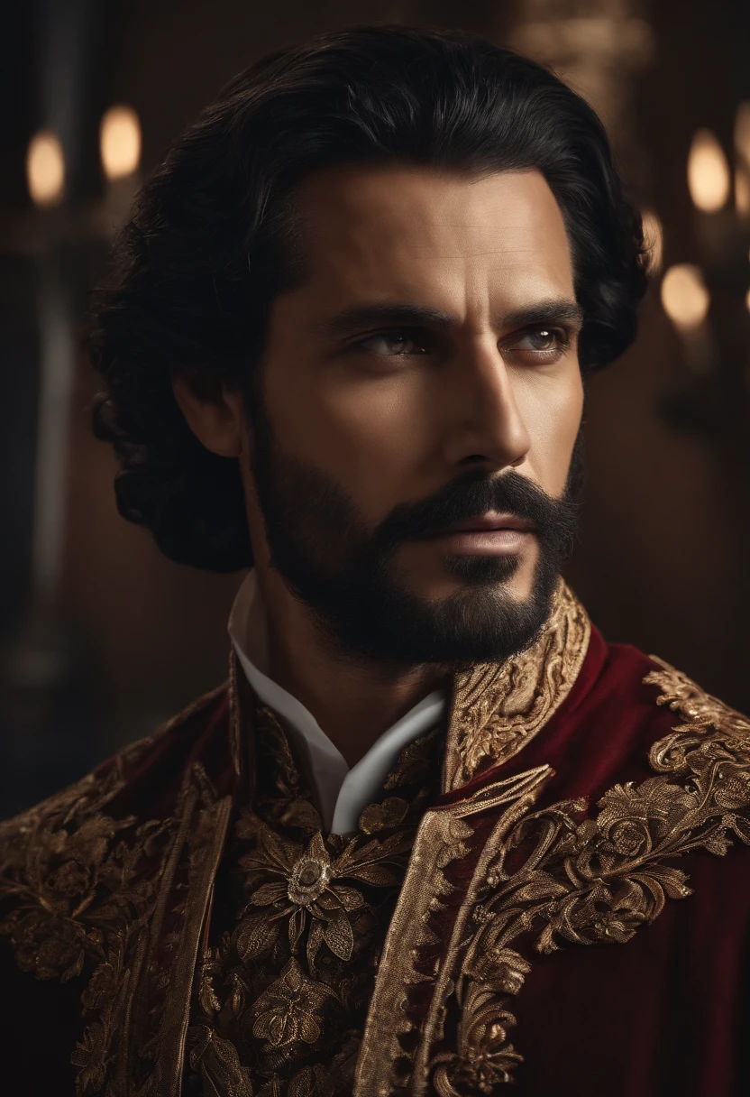 a realistic photo of a elegant man, 40 years, dark eyes, black hair, intricate details, 8k post production, high resolution, hyperdetailed, trending on artstation, sharp focus, studio photo, intricate details, highly detailed