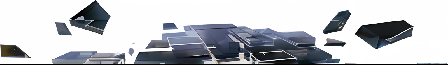 Many pieces of metal are on display, Perspective view, central image, digital model, conceito, solarised, detail render, architectural model, concept image, rooftop solar panels, iso-distance view, section model, concept-art, concept-art, Japanese-style villa West Dermead, axonometric, concept artwork, conceptual rendering, ( ( habitat 6 7 background ) )