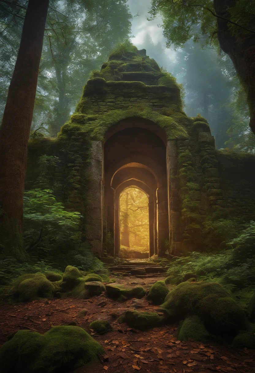 ruined by world war, world war aftermath, nature magic, magical energy, fantasy, Almanac (best quality,4k,8k,highres,masterpiece:1.2),ultra-detailed,(realistic,photorealistic,photo-realistic:1.37), HDR, UHD, studio lighting, ultra-fine painting, sharp focus, physically-based rendering, extreme detail description, professional, vivid colors, bokeh, portraits, landscape, horror, anime, sci-fi, photography, concept artists, desolate, overgrown, mystical, ancient, enchanted, ethereal, haunting, surreal, dream-like, ruins, nature reclaiming, moss-covered, crumbling structures, twisted trees, vibrant flora and fauna, otherworldly glow, floating magical particles, flickering lights, cosmic energy, mystical artifacts, hidden paths, ancient Almanac, forgotten knowledge, prophecies, whispered secrets.