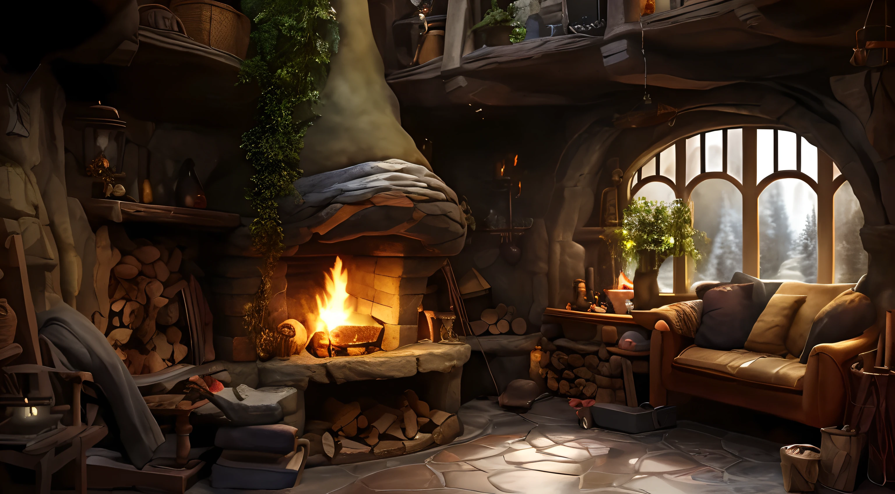 cozy hobbit fireplace