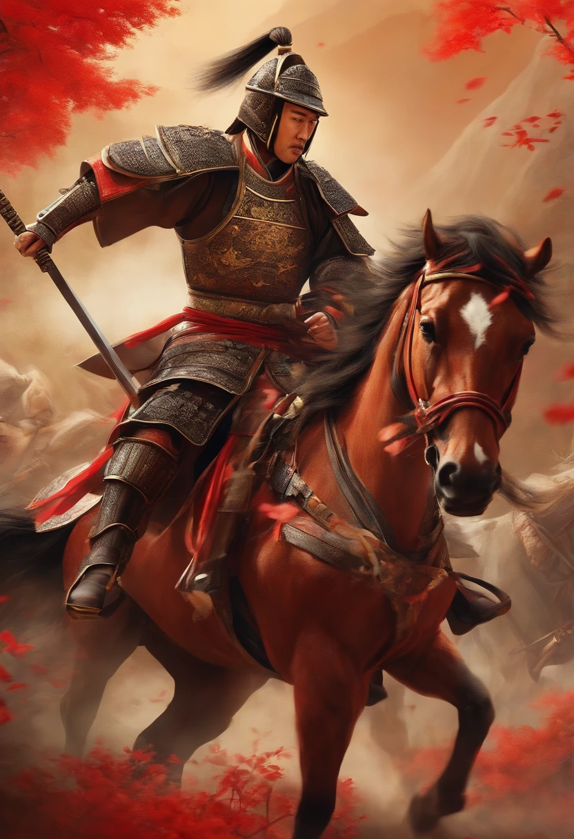 chinese armor Horseback riding and drawing a sword swordsmen Shogun Slash to death