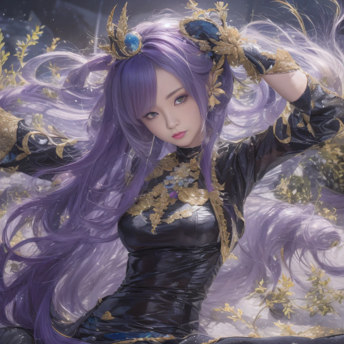 Agate glass texture 32K(tmasterpiece,k hd,hyper HD,32K)Long flowing bright purple hair,Autumn Pond,zydink, a color, Asian people (Kizi), (Red scarf), Combat posture, looking at the ground, long whitr hair, Floating bright purple, Fire cloud pattern gold tiara, Chinese long-sleeved gold silk garment, (abstract ink splash:1.2), white backgrounid,Lotus protector(realisticlying:1.4),Bright purple hair,Smoke on the road,The background is pure, A high resolution, the detail, RAW photogr, Sharp Re, Nikon D850 Film Stock Photo by Jefferies Lee 4 Kodak Portra 400 Camera F1.6 shots, Rich colors, ultra-realistic vivid textures, Dramatic lighting, Unreal Engine Art Station Trend, cinestir 800,Long flowing bright purple hair