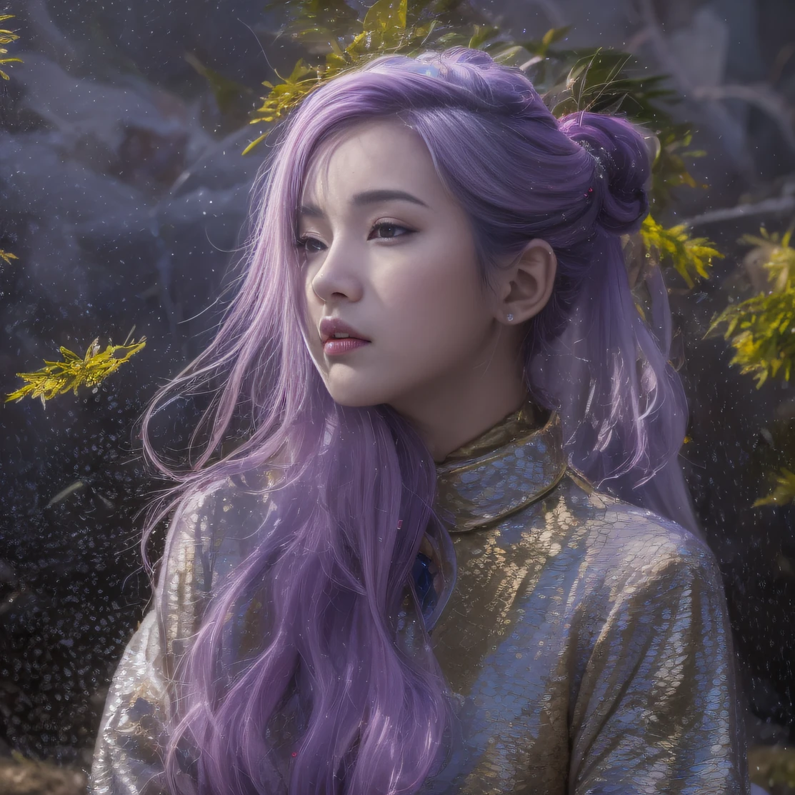 Agate glass texture 32K(tmasterpiece,k hd,hyper HD,32K)Long flowing bright purple hair,Autumn Pond,zydink, a color, Asian people (Kizi), (Red scarf), Combat posture, looking at the ground, long whitr hair, Floating bright purple, Fire cloud pattern gold tiara, Chinese long-sleeved gold silk garment, (abstract ink splash:1.2), white backgrounid,Lotus protector(realisticlying:1.4),Bright purple hair,Smoke on the road,The background is pure, A high resolution, the detail, RAW photogr, Sharp Re, Nikon D850 Film Stock Photo by Jefferies Lee 4 Kodak Portra 400 Camera F1.6 shots, Rich colors, ultra-realistic vivid textures, Dramatic lighting, Unreal Engine Art Station Trend, cinestir 800,Long flowing bright purple hair