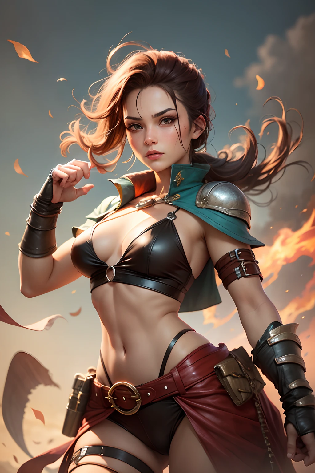 Knuckled Female Fighter RPG Character
