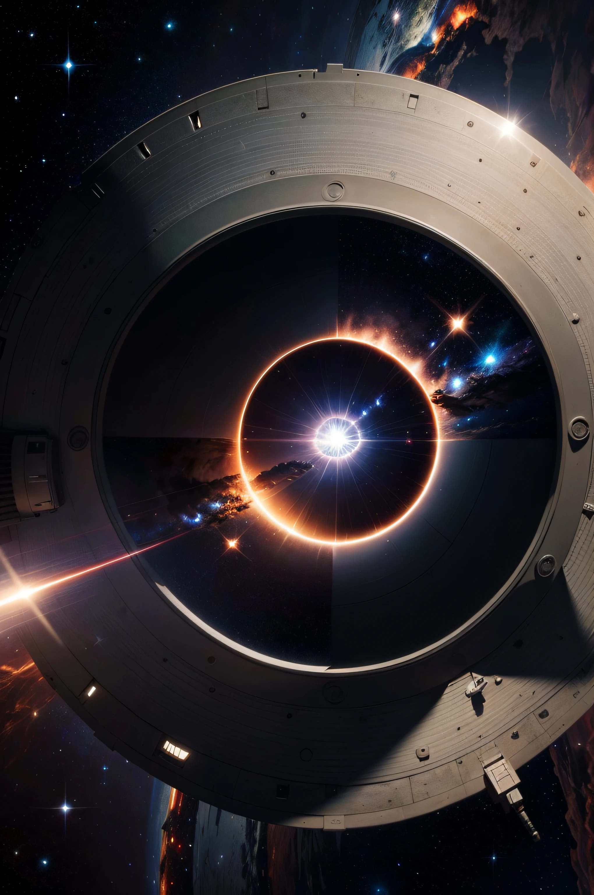 Interstellar,kosmos,space ship,black hole,((Masterpiece)),(Best quality)),Magnificent space image scene