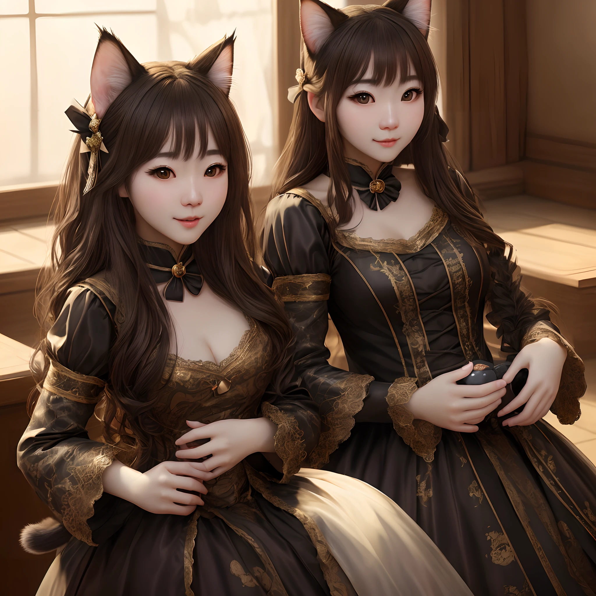 ((a cat with clothes)),(((solo))) full photo,in pantie, in dresse cute hair, anthropomorphic expressions, rich colors, exquisite details, masterpiece, realistic,artsation, cg, realistic, Unreal Engine, real light and shadow, beautiful rich colors, amazing details, high quality, a pair of ears