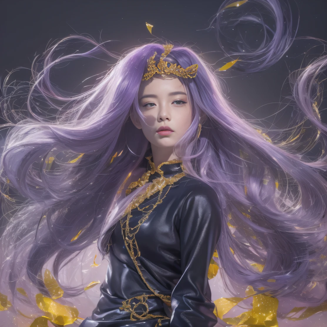 Agate glass texture 32K(tmasterpiece,k hd,hyper HD,32K)Long flowing bright purple hair,Autumn Pond,zydink, a color, Asian people (Kizi), (Red scarf), Combat posture, looking at the ground, long whitr hair, Floating bright purple, Fire cloud pattern gold tiara, Chinese long-sleeved gold silk garment, (abstract ink splash:1.2), white backgrounid,Lotus protector(realisticlying:1.4),Bright purple hair,Smoke on the road,The background is pure, A high resolution, the detail, RAW photogr, Sharp Re, Nikon D850 Film Stock Photo by Jefferies Lee 4 Kodak Portra 400 Camera F1.6 shots, Rich colors, ultra-realistic vivid textures, Dramatic lighting, Unreal Engine Art Station Trend, cinestir 800,Long flowing bright purple hair