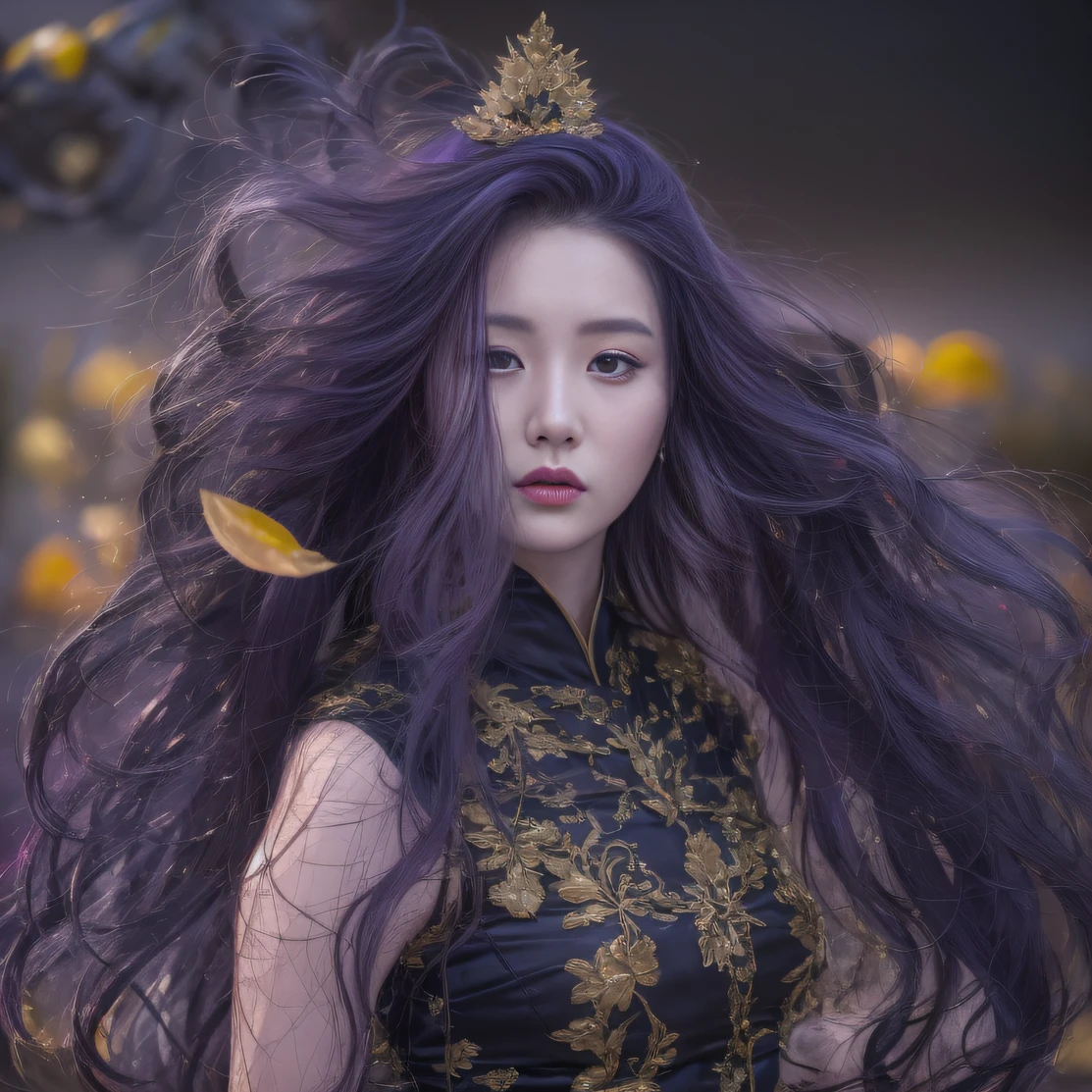 Agate glass texture 32K（tmasterpiece，k hd，hyper HD，32K）Long flowing bright purple hair，Autumn Pond，zydink， a color， Asian people （Kizi）， （Red scarf）， Combat posture， looking at the ground， long whitr hair， Floating bright purple， Fire cloud pattern gold tiara， Chinese long-sleeved gold silk garment， （abstract ink splash：1.2）， white backgrounid，Lotus protector（realisticlying：1.4），Bright purple hair，Smoke on the road，The background is pure， A high resolution， the detail， RAW photogr， Sharp Re， Nikon D850 Film Stock Photo by Jefferies Lee 4 Kodak Portra 400 Camera F1.6 shots, Rich colors, ultra-realistic vivid textures, Dramatic lighting, Unreal Engine Art Station Trend, cinestir 800，Long flowing bright purple hair