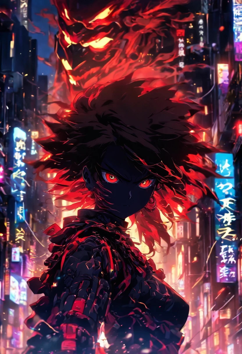 1 Japanese girl, battle armor, Intricate pattern, heavy metal, Energy lines, Faceless, Glowing eyes, elegant, Intense, blood red and black uniform, Solo, modern, City, Streets, Dark clouds, thunderstorm, heavy rain,, Dramatic lighting,, (Masterpiece:1.2), Best quality, high resolution, Beautiful detailed, Extremely detailed, Perfect lighting,