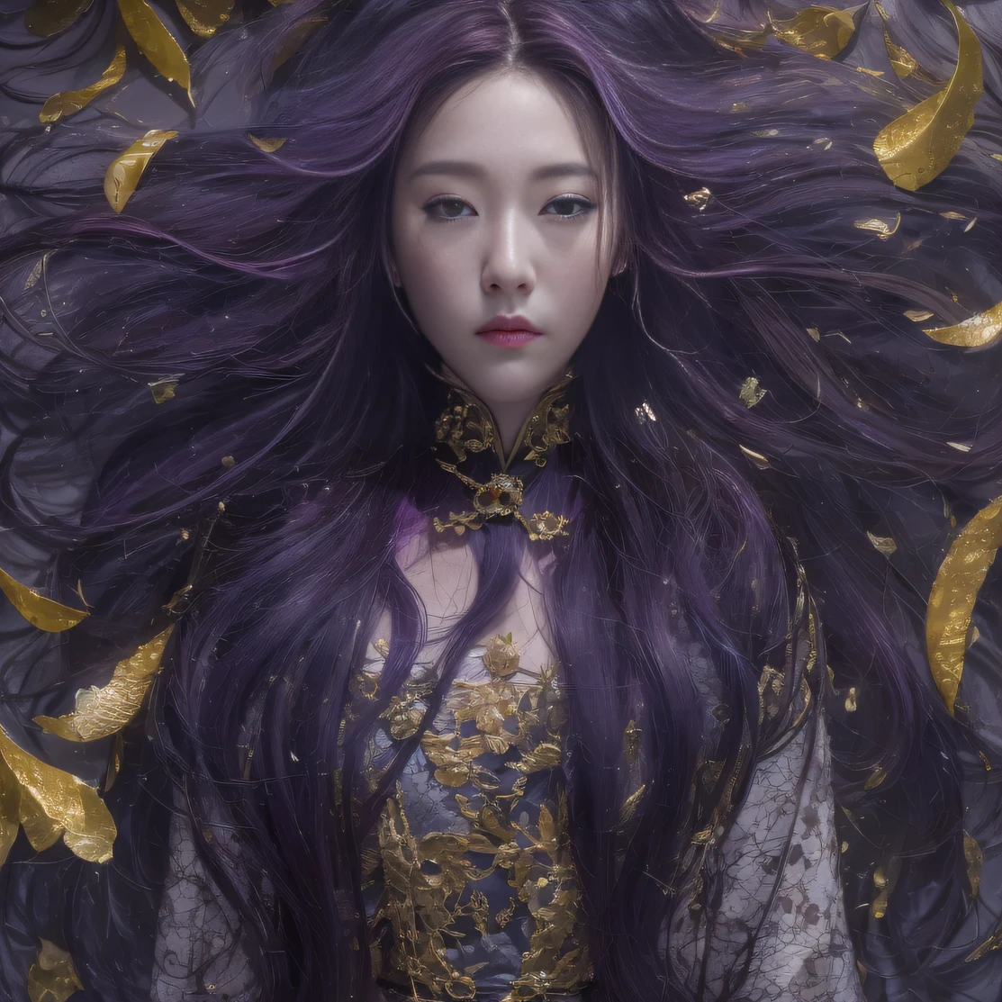 Agate glass texture 32K(tmasterpiece,k hd,hyper HD,32K)Long flowing bright purple hair,Autumn Pond,zydink, a color, Asian people (Kizi), (Red scarf), Combat posture, looking at the ground, long whitr hair, Floating bright purple, Fire cloud pattern gold tiara, Chinese long-sleeved gold silk garment, (abstract ink splash:1.2), white backgrounid,Lotus protector(realisticlying:1.4),Bright purple hair,Smoke on the road,The background is pure, A high resolution, the detail, RAW photogr, Sharp Re, Nikon D850 Film Stock Photo by Jefferies Lee 4 Kodak Portra 400 Camera F1.6 shots, Rich colors, ultra-realistic vivid textures, Dramatic lighting, Unreal Engine Art Station Trend, cinestir 800,Long flowing bright purple hair