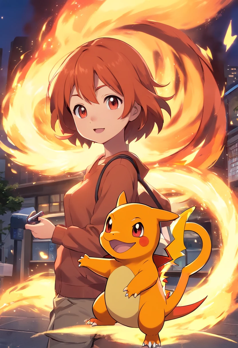 Fire-blowing is playful and cute.,Liveliness and agility,Lizard type,Red body,sparkling big eyes,a cool。(Charmander:1.5)