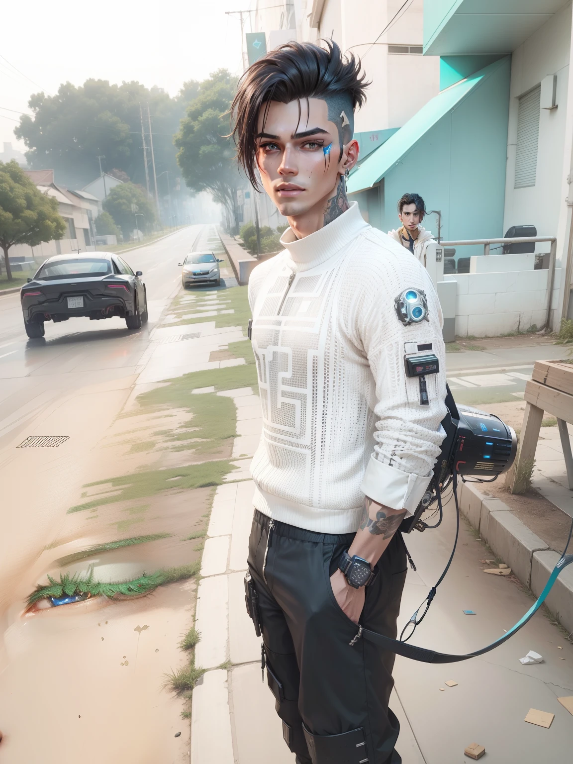 cyberpunk handsome boy realistic face 8k