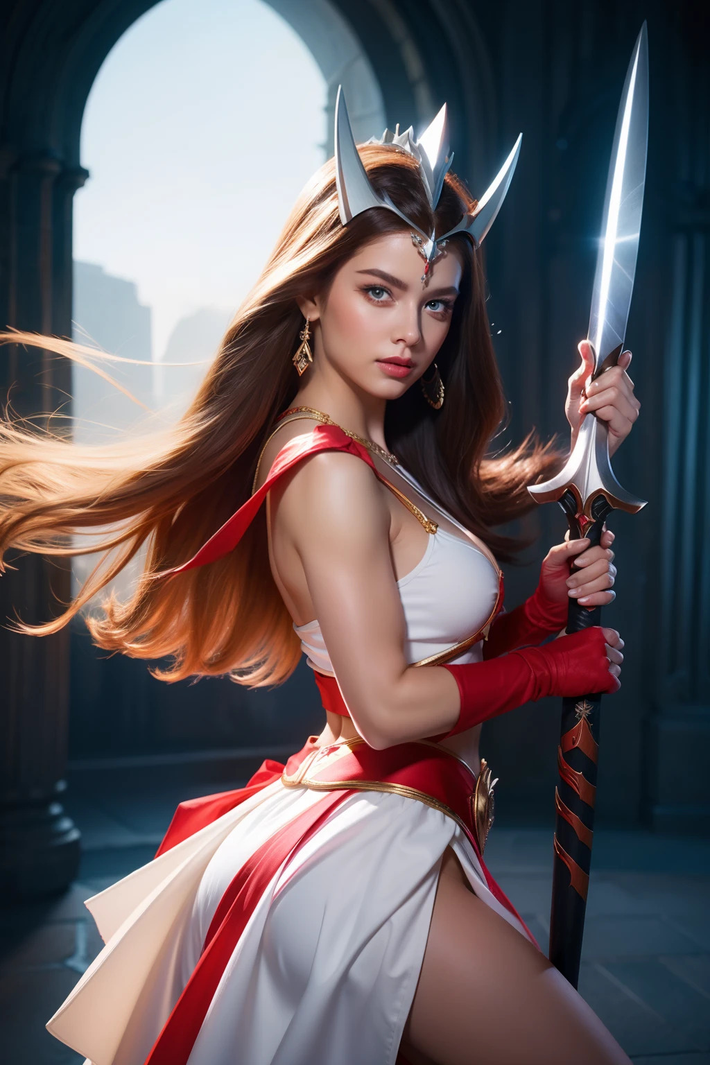 realistic hd she-ra princess of power, posing with a sword