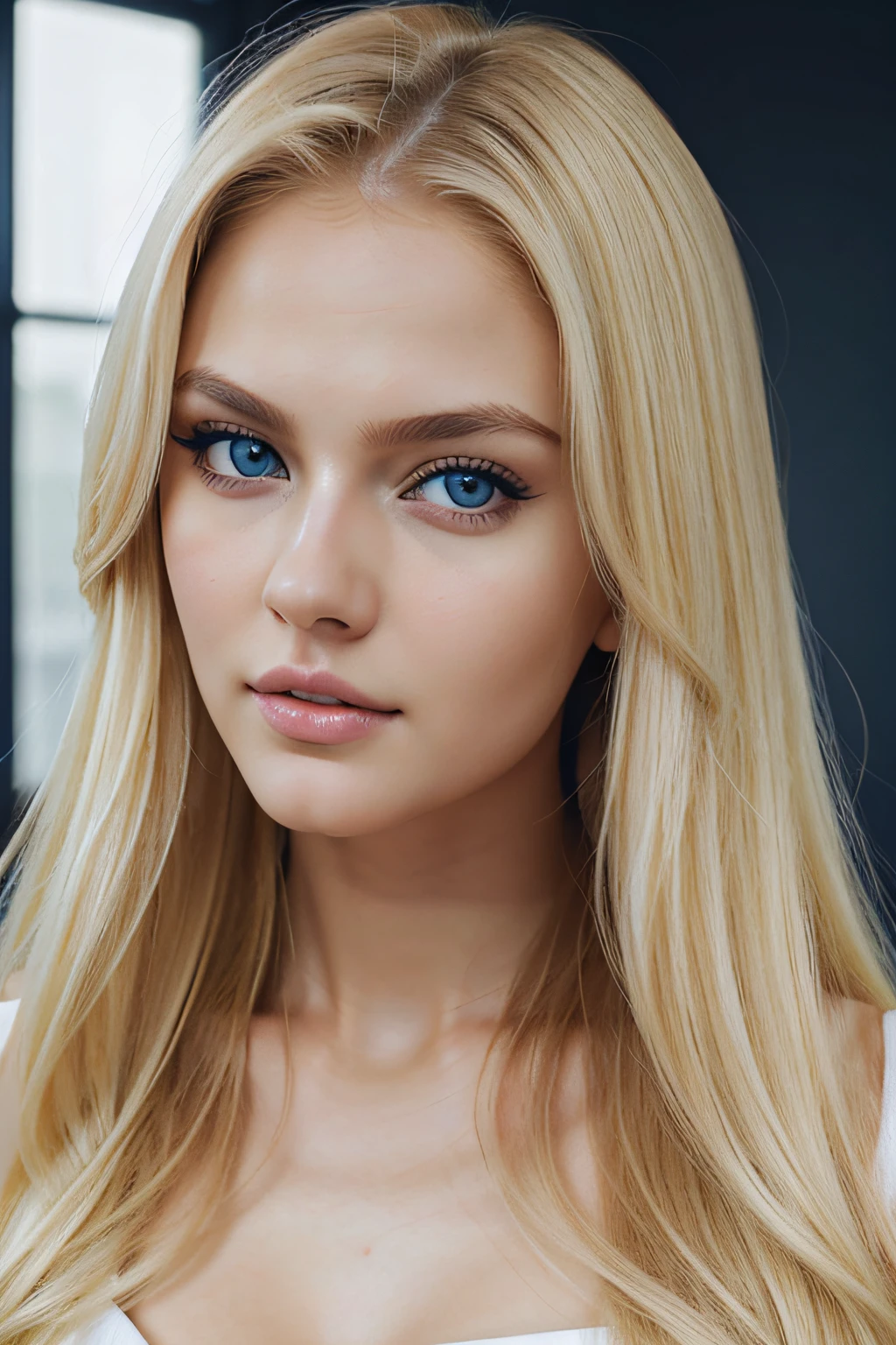 blond woman with blue eyes posing for a picture, instagram model, yelena belova, perfect face ), dasha taran, 18 years old, sexy face, gorgeous young model, long blonde hair and large eyes, angelina stroganova, beautiful model, very pretty model, russian girlfriend, anna nikonova aka newmilky, good young girl