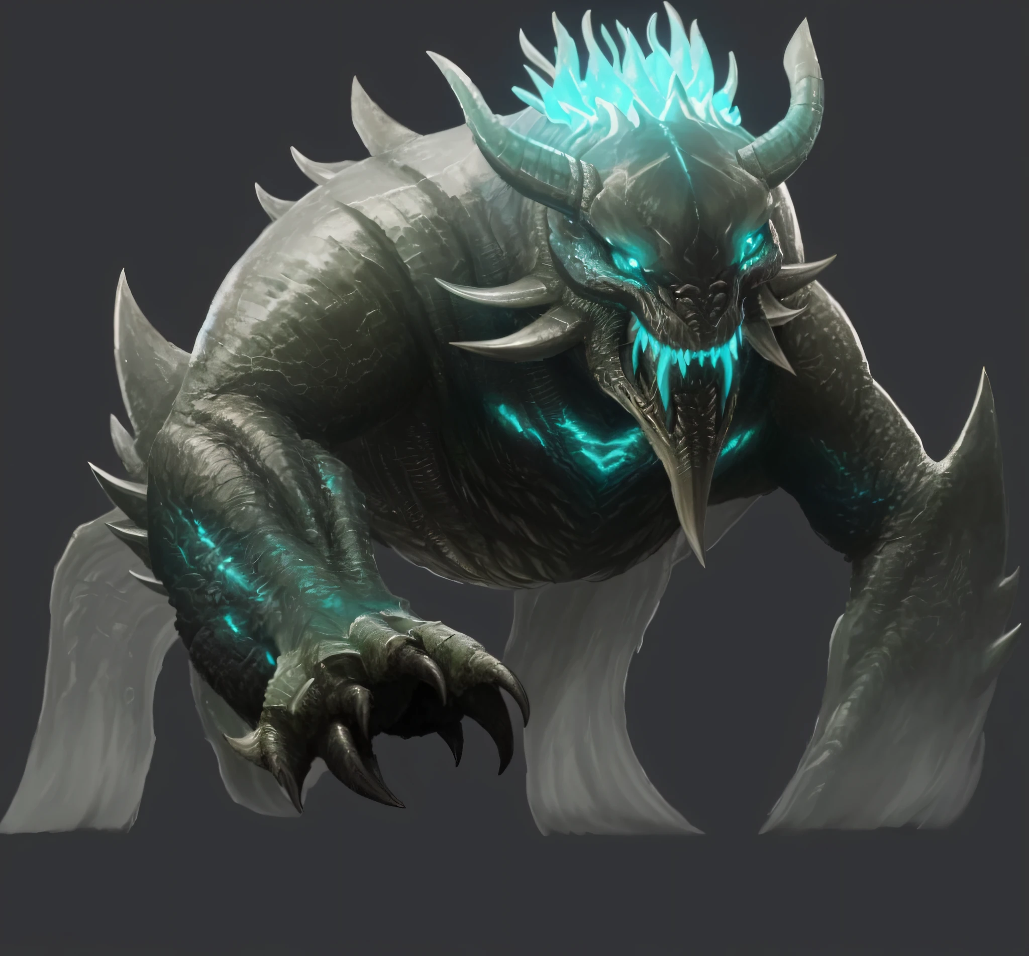Close-up of a glowing monster with a head and claws, monster concept art, creature concept art, madness creature, concept creature character art, great corrupter, creature design, Realistic creature concept, one a demon-like creature, one a demon - like creature, demon soul concept art, z'gok. 8 k hd resolution, monster design