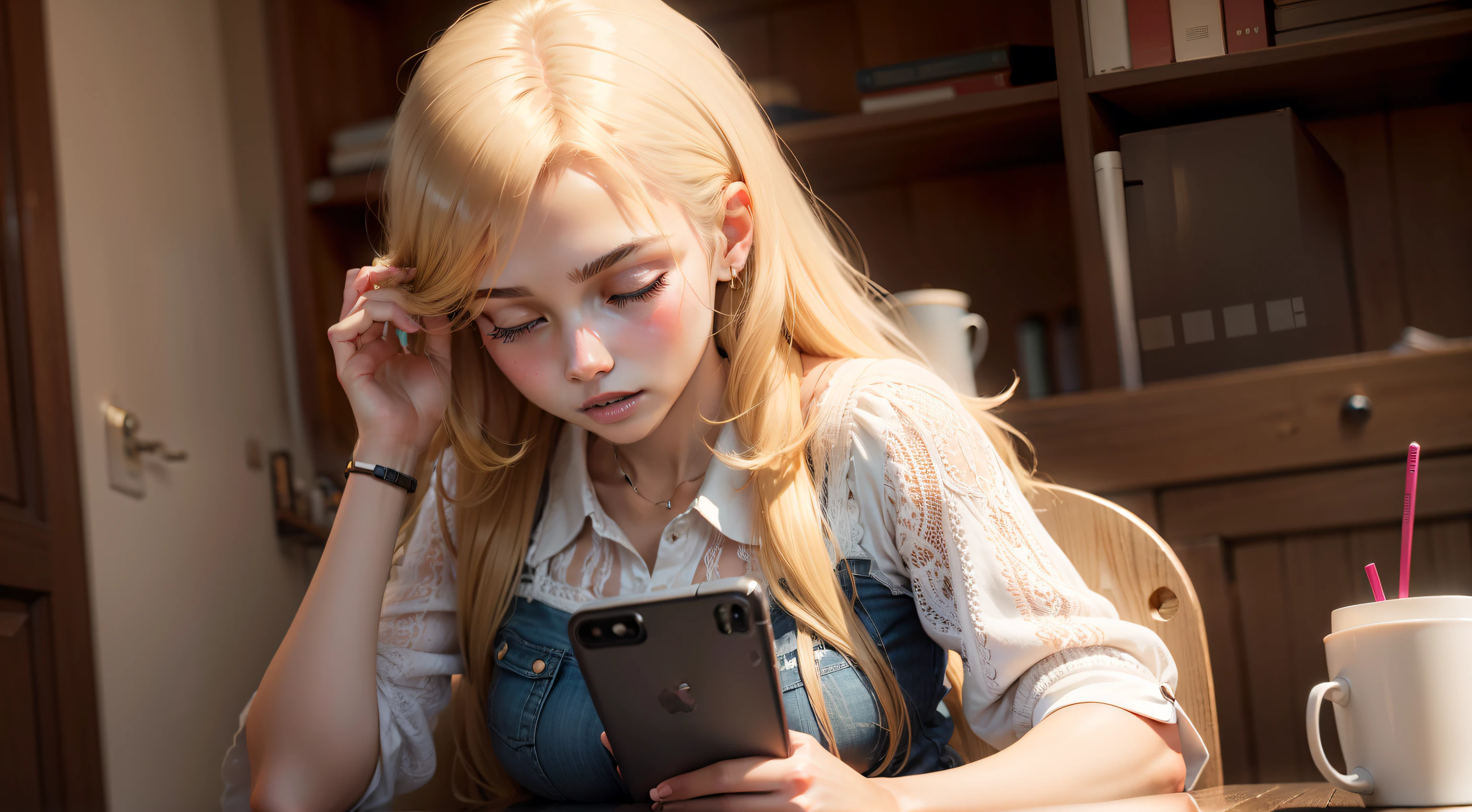 holding phone