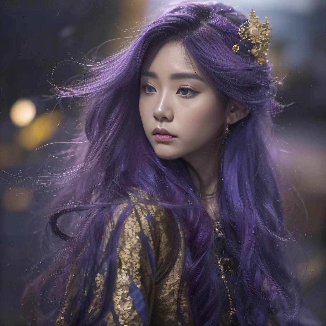 Agate glass texture 32K(tmasterpiece,k hd,hyper HD,32K)Long flowing bright purple hair,Autumn Pond,zydink, a color, Asian people (Kizi), (Red scarf), Combat posture, looking at the ground, long whitr hair, Floating bright purple, Fire cloud pattern gold tiara, Chinese long-sleeved gold silk garment, (abstract ink splash:1.2), white backgrounid,Lotus protector(realisticlying:1.4),Bright purple hair,Smoke on the road,The background is pure, A high resolution, the detail, RAW photogr, Sharp Re, Nikon D850 Film Stock Photo by Jefferies Lee 4 Kodak Portra 400 Camera F1.6 shots, Rich colors, ultra-realistic vivid textures, Dramatic lighting, Unreal Engine Art Station Trend, cinestir 800,Long flowing bright purple hair