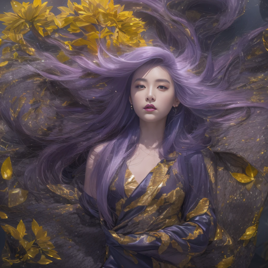 Agate glass texture 32K(tmasterpiece,k hd,hyper HD,32K)Long flowing bright purple hair,Autumn Pond,zydink, a color, Asian people (Kizi), (Red scarf), Combat posture, looking at the ground, long whitr hair, Floating bright purple, Fire cloud pattern gold tiara, Chinese long-sleeved gold silk garment, (abstract ink splash:1.2), white backgrounid,Lotus protector(realisticlying:1.4),Bright purple hair,Smoke on the road,The background is pure, A high resolution, the detail, RAW photogr, Sharp Re, Nikon D850 Film Stock Photo by Jefferies Lee 4 Kodak Portra 400 Camera F1.6 shots, Rich colors, ultra-realistic vivid textures, Dramatic lighting, Unreal Engine Art Station Trend, cinestir 800,Long flowing bright purple hair
