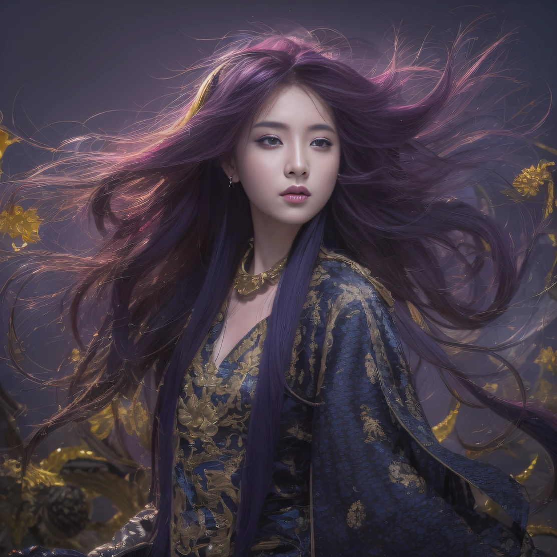 Agate glass texture 32K(tmasterpiece,k hd,hyper HD,32K)Long flowing bright purple hair,Autumn Pond,zydink, a color, Asian people (Kizi), (Red scarf), Combat posture, looking at the ground, long whitr hair, Floating bright purple, Fire cloud pattern gold tiara, Chinese long-sleeved gold silk garment, (abstract ink splash:1.2), white backgrounid,Lotus protector(realisticlying:1.4),Bright purple hair,Smoke on the road,The background is pure, A high resolution, the detail, RAW photogr, Sharp Re, Nikon D850 Film Stock Photo by Jefferies Lee 4 Kodak Portra 400 Camera F1.6 shots, Rich colors, ultra-realistic vivid textures, Dramatic lighting, Unreal Engine Art Station Trend, cinestir 800,Long flowing bright purple hair