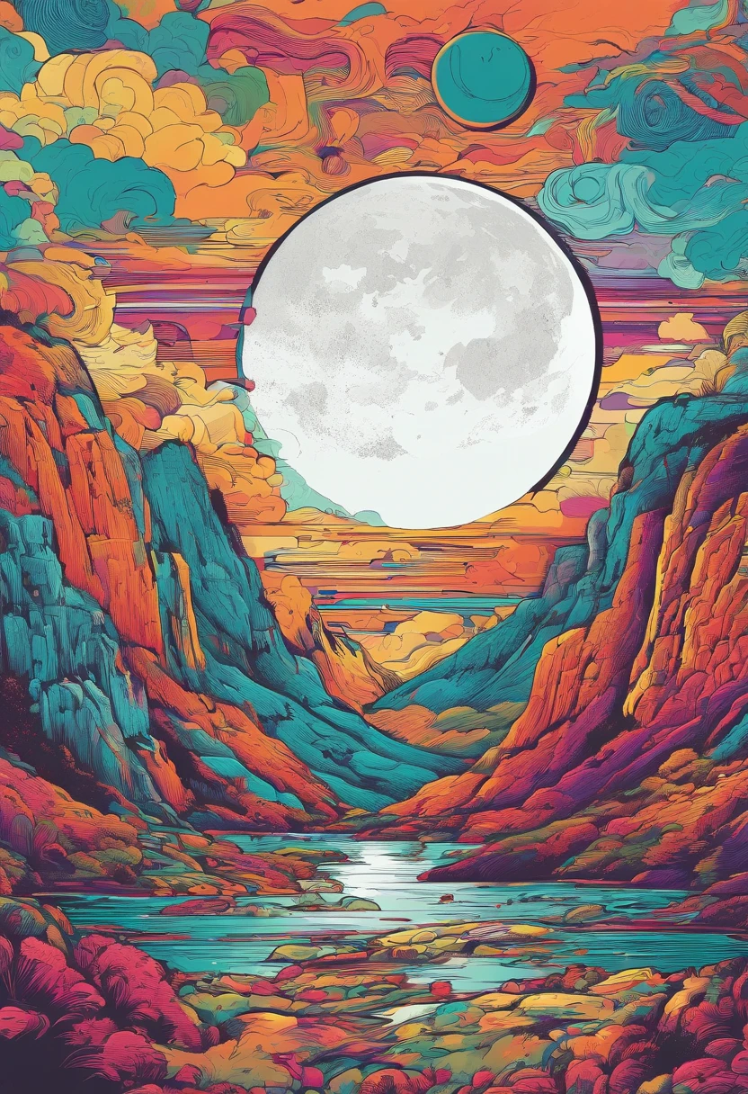 (Tang Feng),(A cliff illuminated by a huge moon),Ultra-long-range viewing angle,No Man,scenecy,best qualtiy,the detail