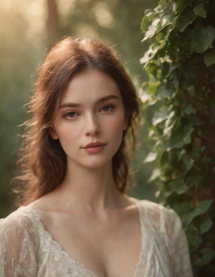 1 female cleavage sunlight, warm (xxmix_girl lofi, messy, , photography, photorealism, portraits, bokeh ) (by Jamie Hawkesworth Janek Sedlar) (medium shot)