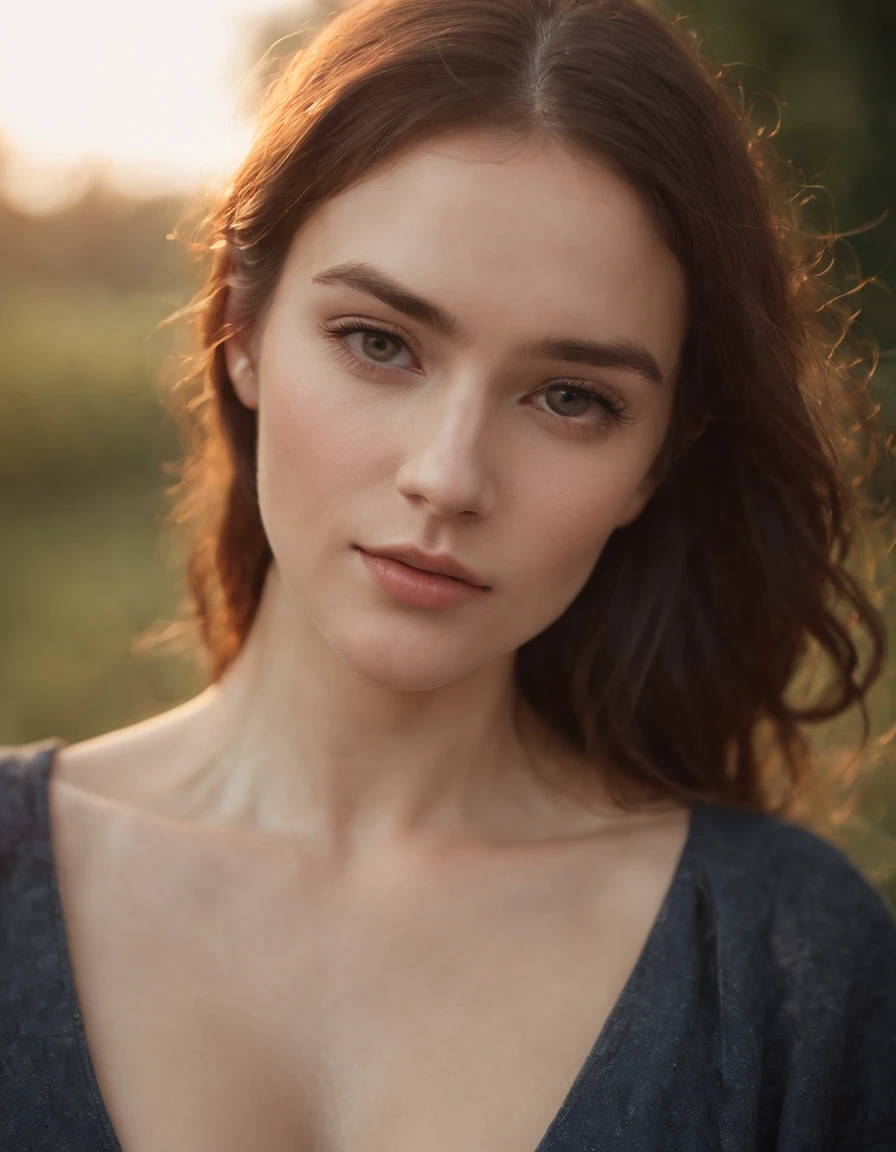 1 female cleavage sunlight, warm (xxmix_girl lofi, messy, , photography, photorealism, portraits, bokeh ) (by Jamie Hawkesworth Janek Sedlar) (medium shot)