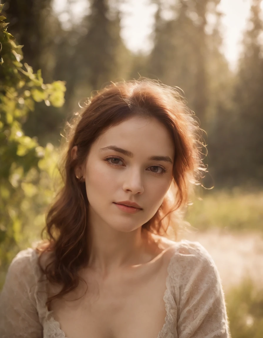 1 female cleavage sunlight, warm (xxmix_girl lofi, messy, , photography, photorealism, portraits, bokeh ) (by Jamie Hawkesworth Janek Sedlar) (upper body