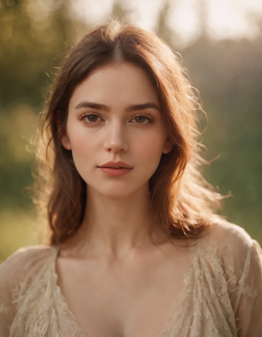 1 female cleavage sunlight, warm (xxmix_girl lofi, messy, , photography, photorealism, portraits, bokeh ) (by Jamie Hawkesworth Janek Sedlar) (upper body