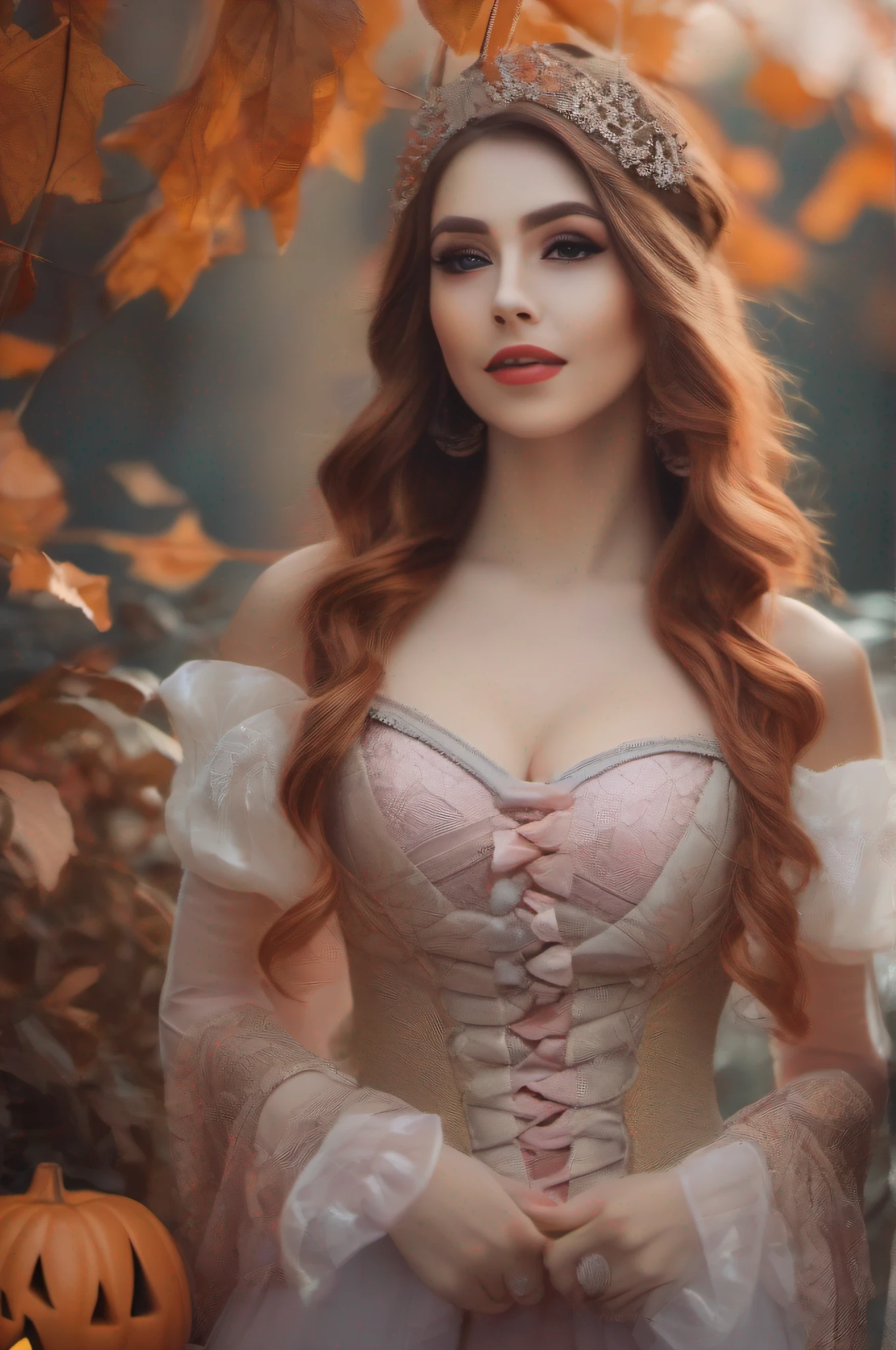 best quality, high quality photo, beautiful 1girl, halloween costume, 28-years-old, looking at viewer, smile, blush, gigapixel photo, sharp focus