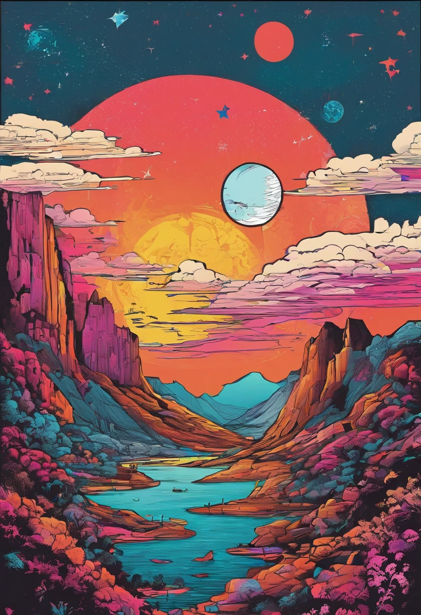 (Tang Feng),(A cliff illuminated by a huge moon),Ultra-long-range viewing angle,No Man