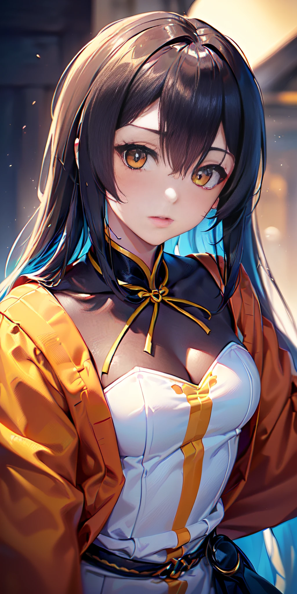 ((volumetric illumination, Las mejores sombras, Portrait Of Stunningly Beautiful Girl, little guy, Delicate beautiful attractive and symmetrical face with attractive yellow eyes, pecho redondos, senos medianos, Pelo corto de color naranja, cintura delgada, En pie, (highest qualityr, Detalles asombrosos:1.25), (solamente:1.3), Pinturas coloridas brillantes, Personaje de anime con cola de zorro, Una hermosa dama zorro, Una hermosa mujer kitsune, retrato, mini falda corta, levanta la falda, Sudadera con capucha blanca, Sudadera con capucha azul y blanca))