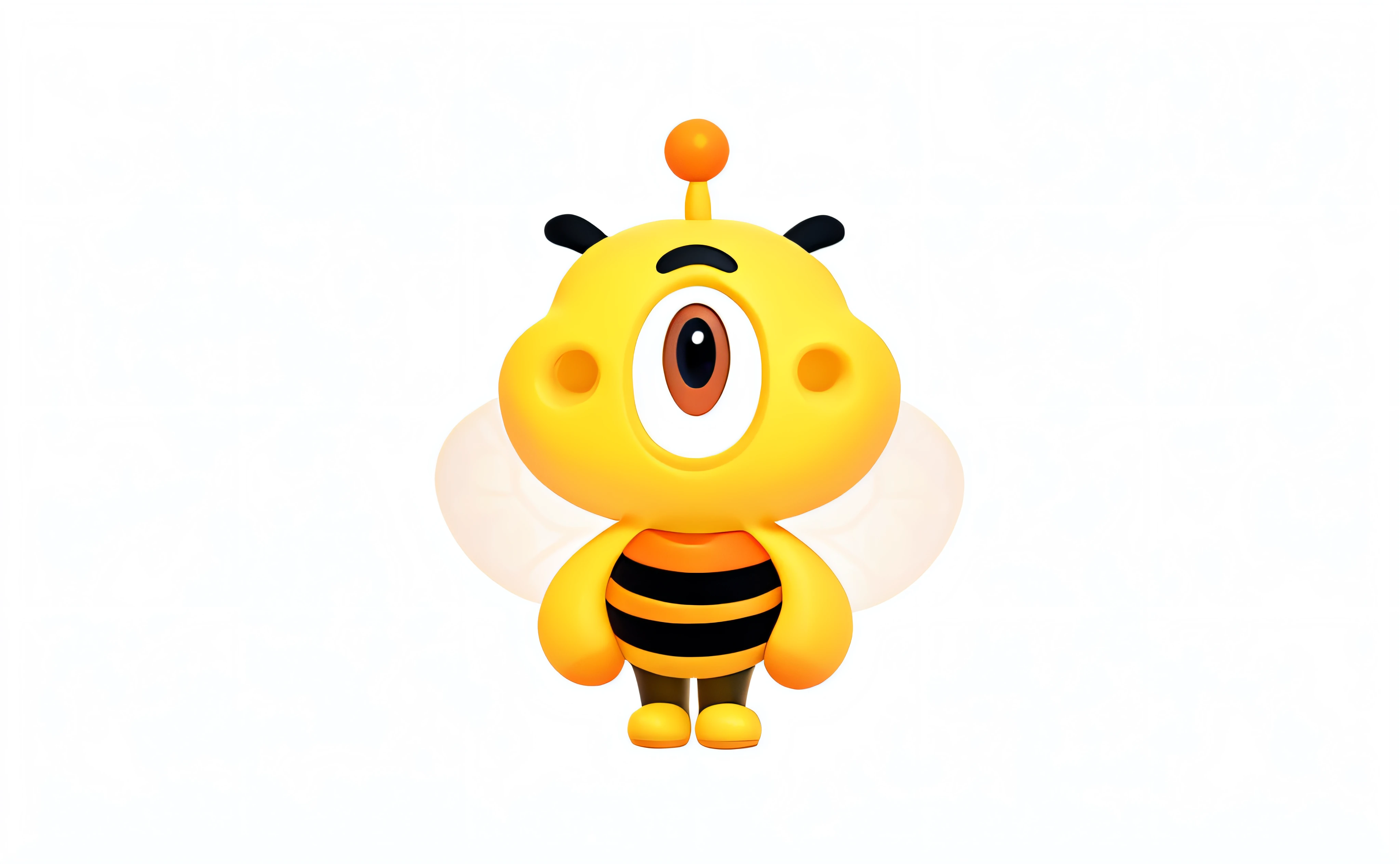 Cute bees，Orange gradient blush，Black antennae，Bright yellow，Transparent wings