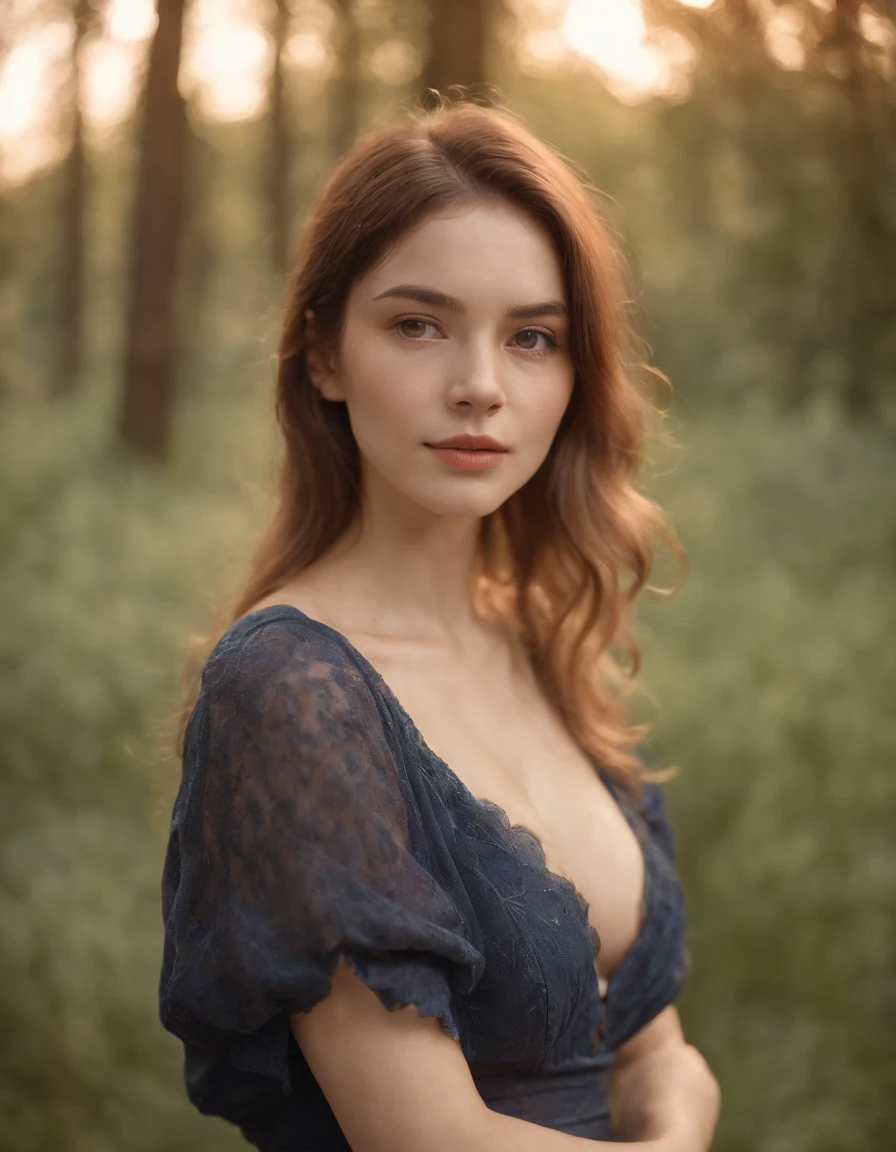 1 female cleavage sunlight, warm (xxmix_girl lofi, messy, , photography, photorealism, portraits, bokeh ) (by Jamie Hawkesworth Janek Sedlar) (upper body)