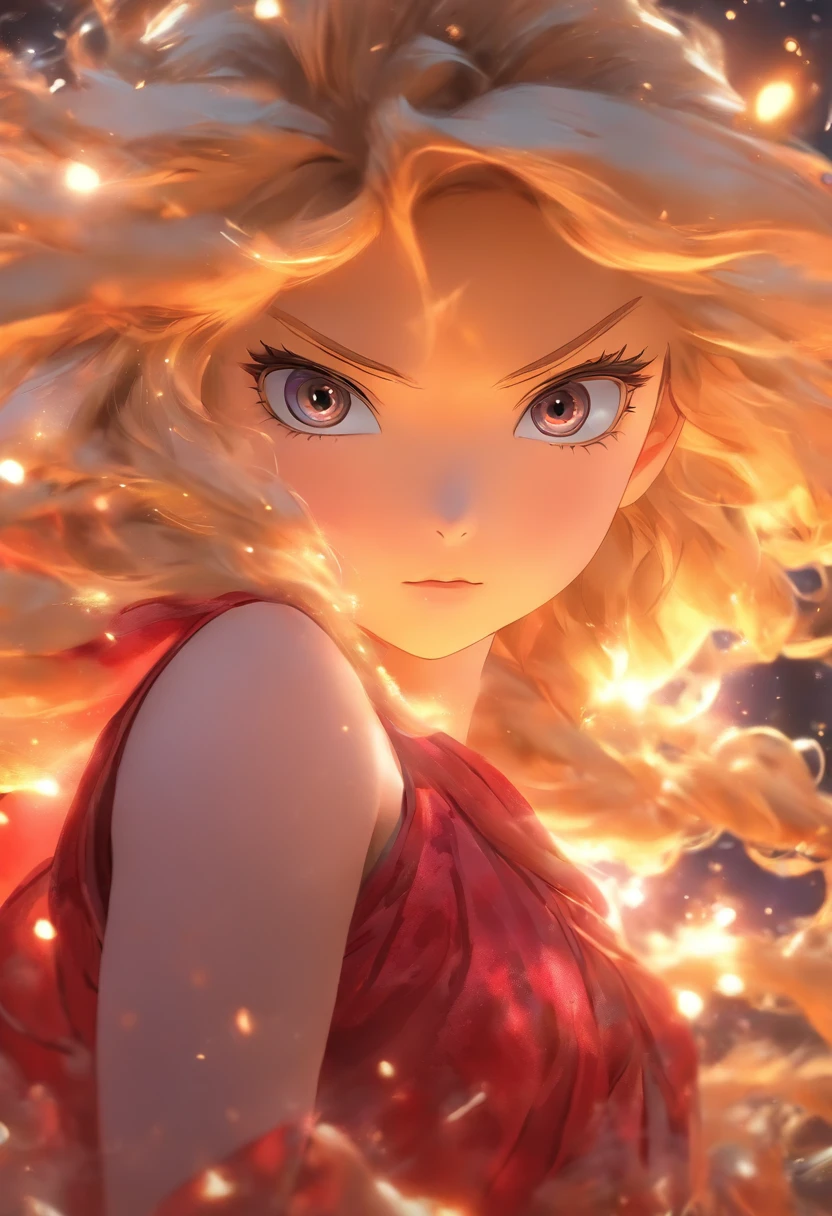 Drawing on Aya Nakamura in anime style is a 5--old azing and exotic kids. She has long blonde hair,Gentle waves fall to the waist, It stands out under her pale skin. His eyes are a rich red, Like a bright ruby, And with mysterious eyes.