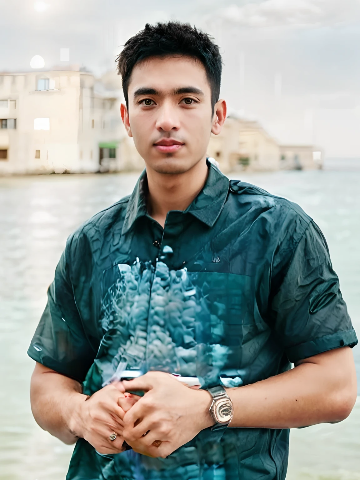 arafed man in a green shirt standing by the water, mohamed chahin, johnatan wayshak, working hard, khyzyl saleem, riyahd cassiem, kyza saleem, enes dirig, photo taken in 2 0 2 0, album photo, saadane afif, ash thorp khyzyl saleem